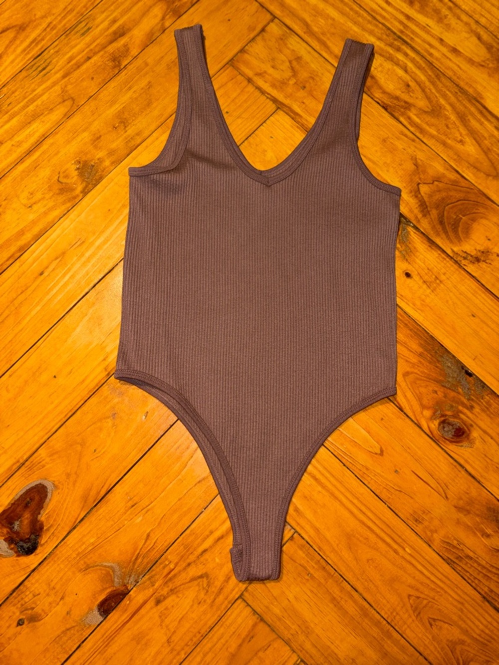 Ribbed Light Brown Bodysuit S/M